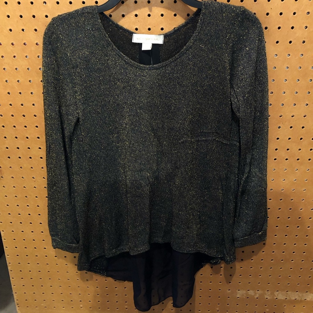 NWT Nicki Minaj Black and Gold Blouse Top